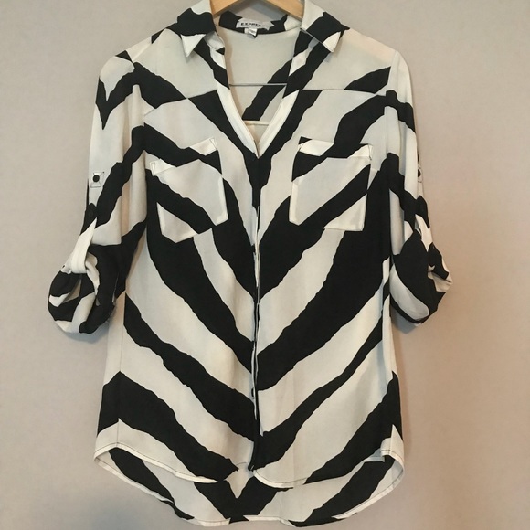 Express Tops - Express Black & White Button Down